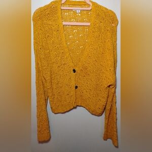 American‎ Eagle Cropped Knit Cardigan - Marigold Yellow - Size S